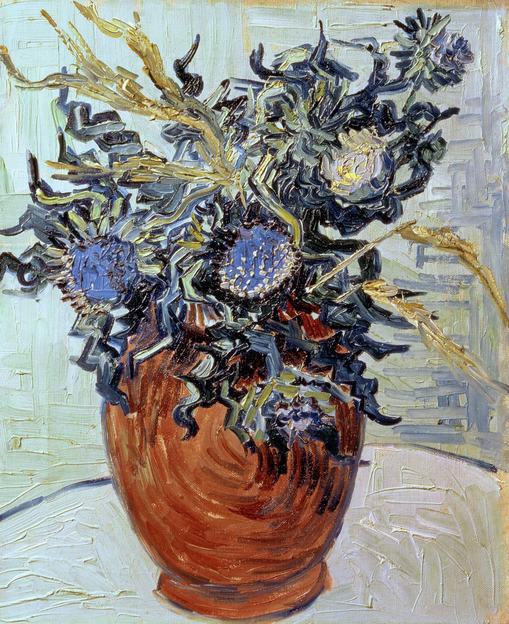 Martwa natura z ostami, 1890 autorstwa Vincent van Gogh