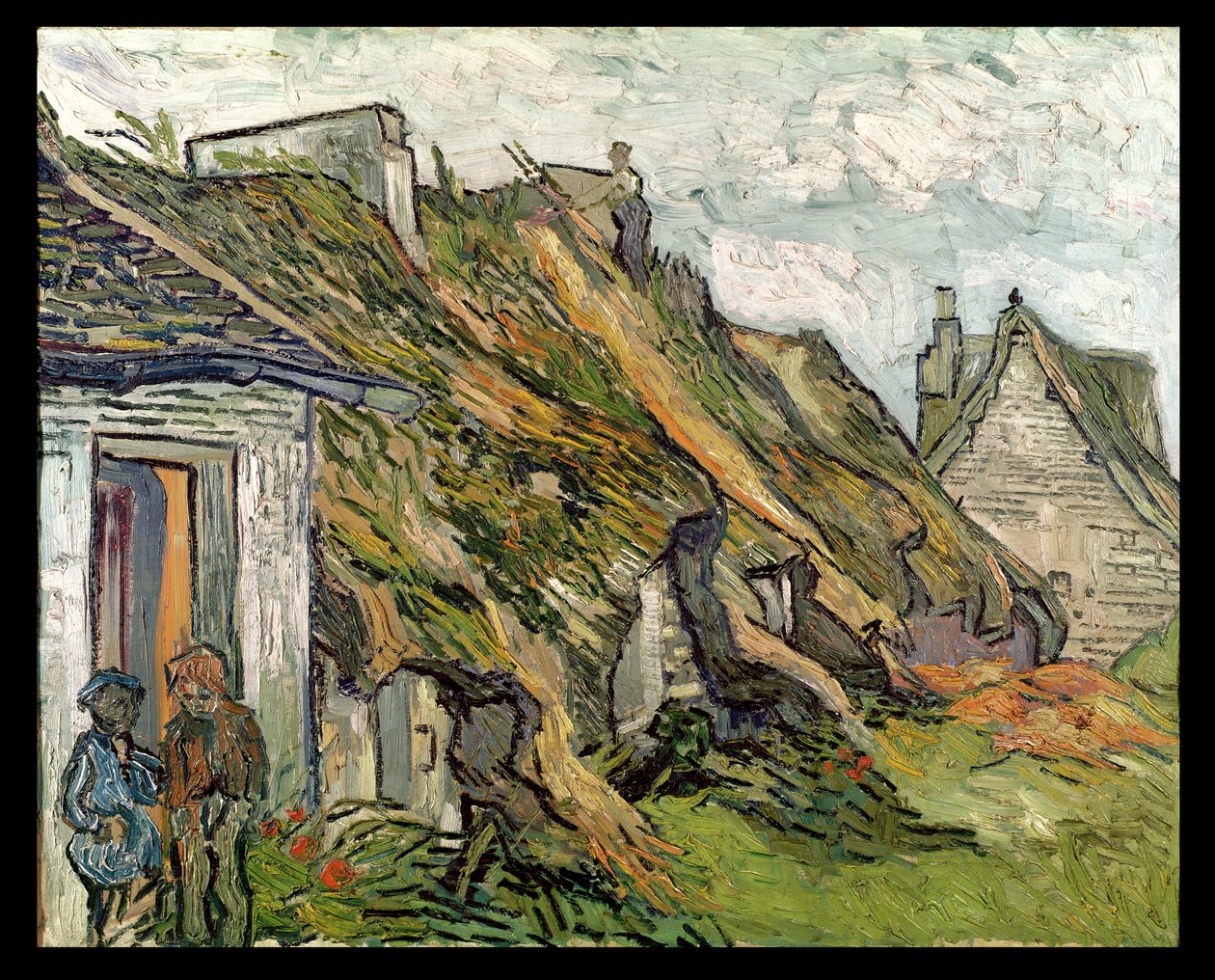 Domki kryte strzechą w Chaponval, Auvers-sur-Oise, 1890 autorstwa Vincent van Gogh