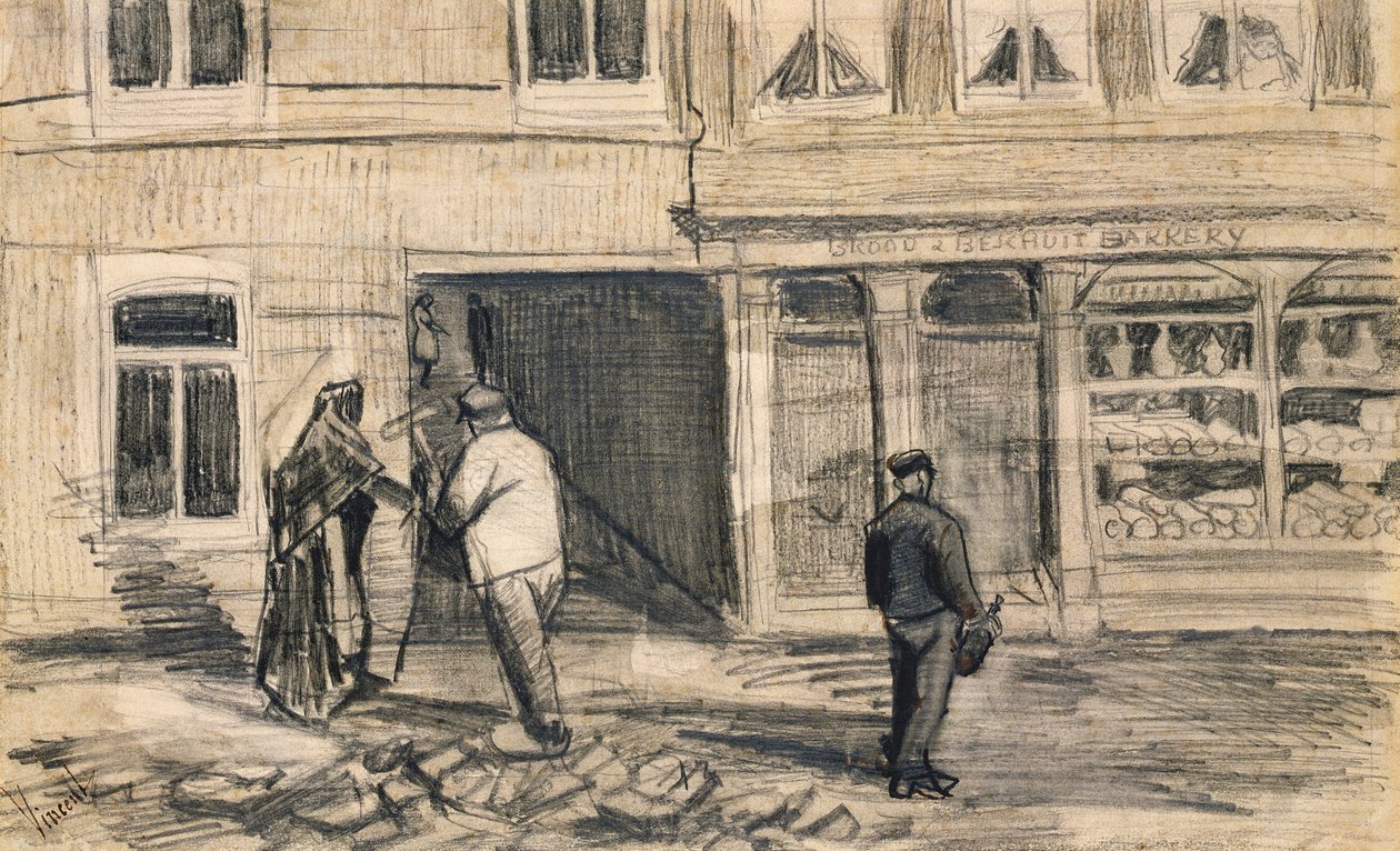 Piekarnia w de Geest, 1882 (ołówek i węgiel na welinie) autorstwa Vincent van Gogh