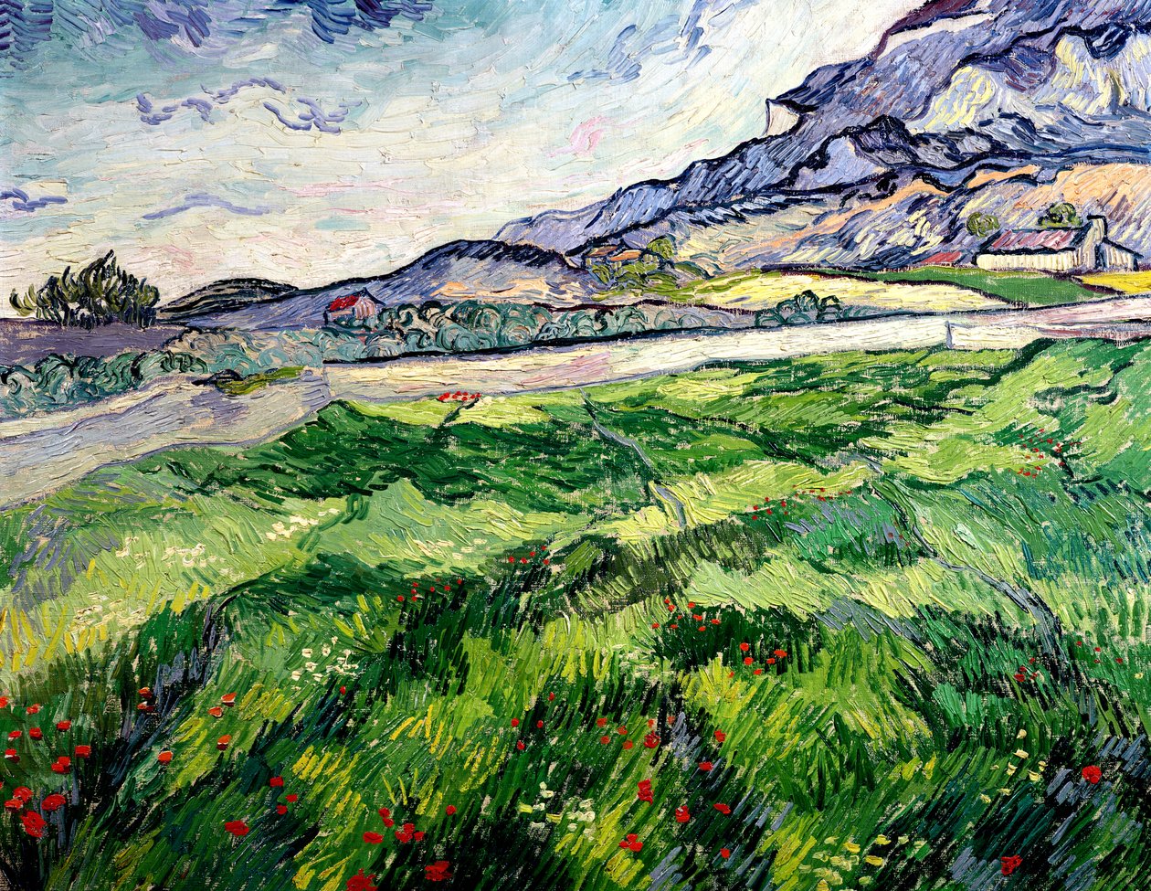 Zielone pole pszenicy za azylem, 1889 r. autorstwa Vincent van Gogh