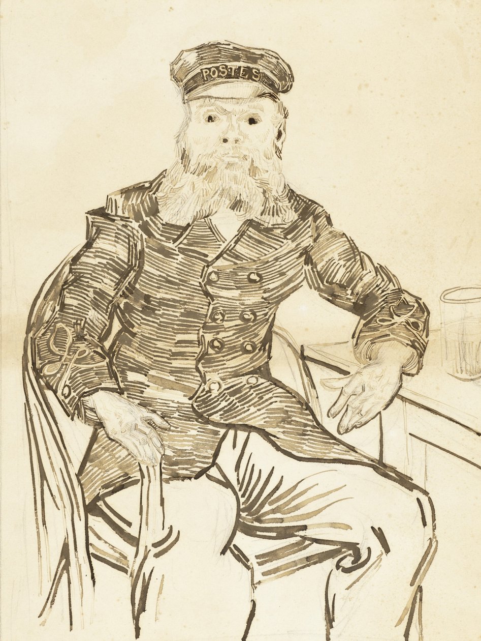 Listonosz Joseph Roulin, 1888 (brązowy tusz nad grafitem na papierze) autorstwa Vincent van Gogh