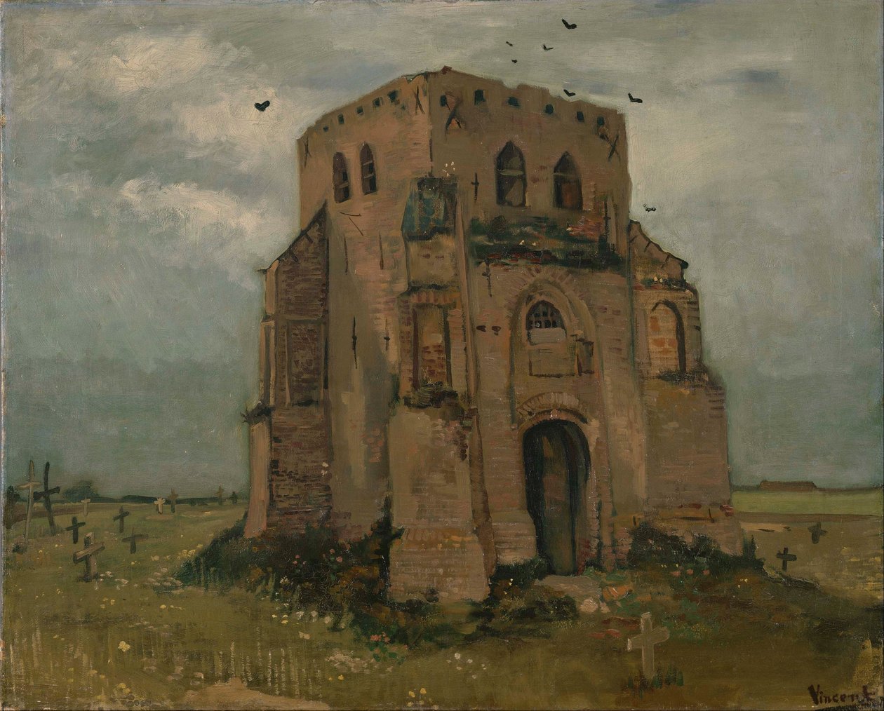 Stara wieża kościelna w Nuenen (Cmentarz chłopski) autorstwa Vincent van Gogh