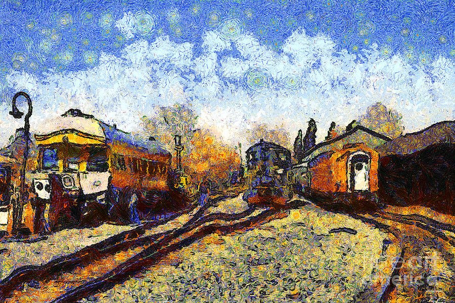 Stacja kolejowa autorstwa Vincent van Gogh