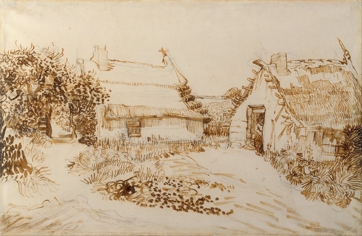 Dwa domki letniskowe w Saintes-Maries-de-la-Mer autorstwa Vincent van Gogh