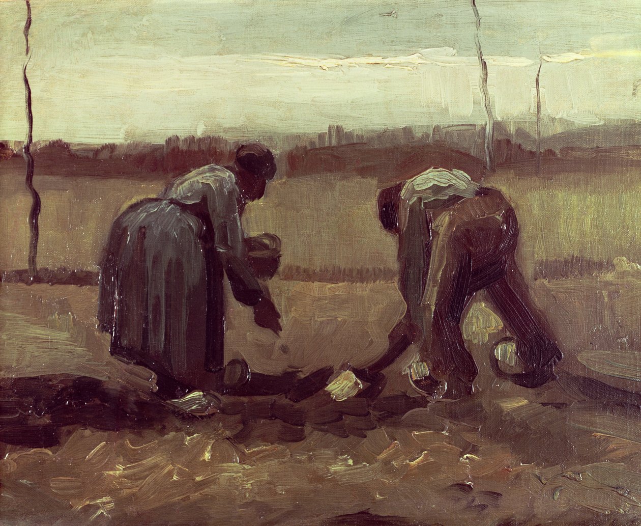 Dwóch chłopów sadzących ziemniaki, 1885 autorstwa Vincent van Gogh