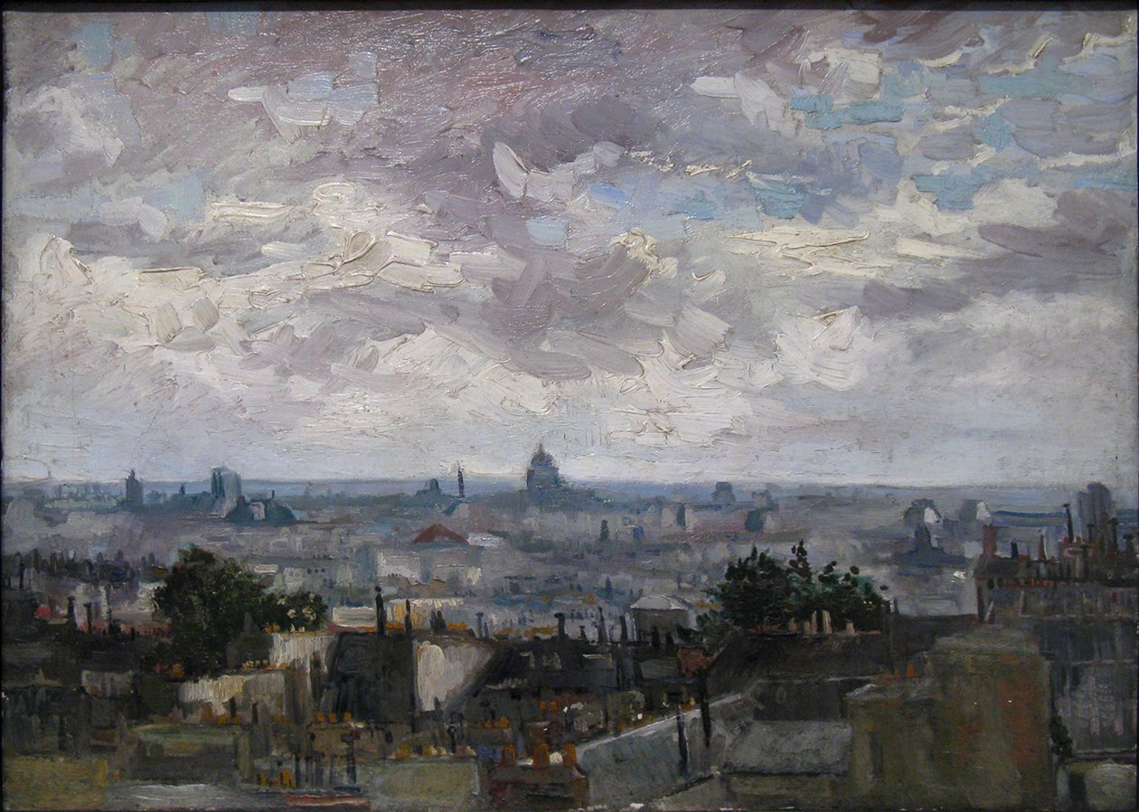 Widok na dachy Paryża autorstwa Vincent van Gogh