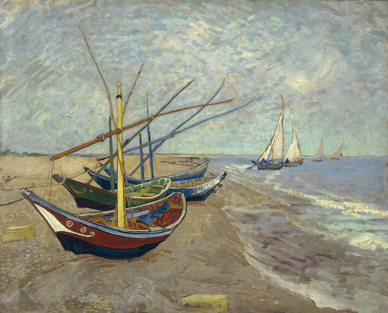 Łodzie rybackie na plaży Les Saintes-Maries-de-la-Mer autorstwa Vincent van Gogh