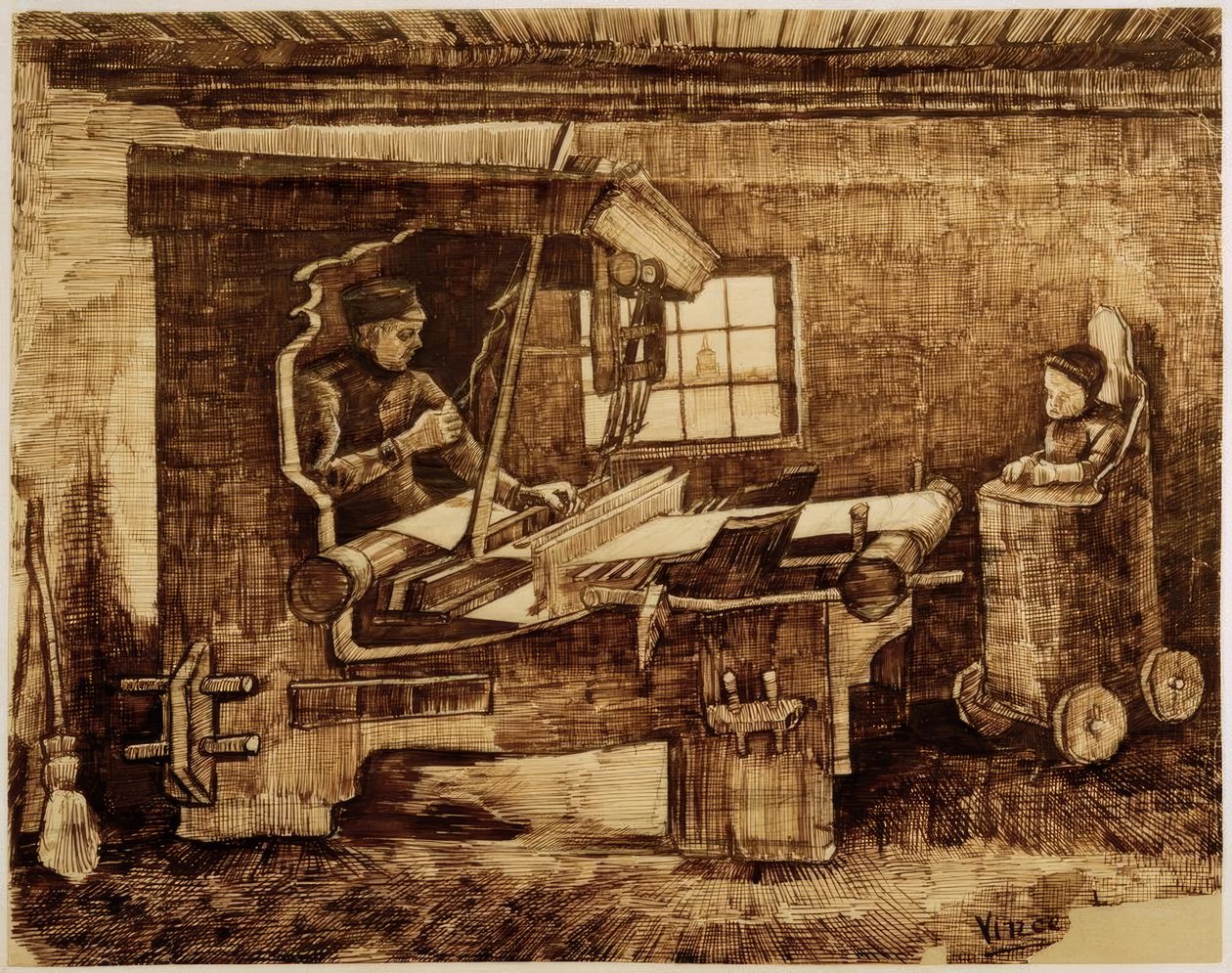 Weber z maluchem w krzesełku do karmienia autorstwa Vincent van Gogh
