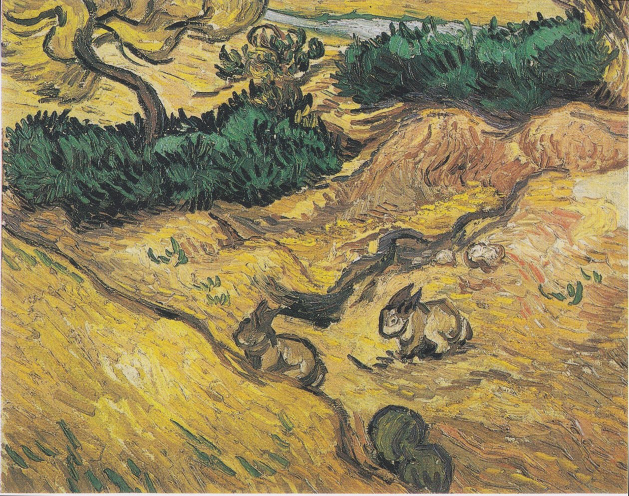 Dwa króliki na łące autorstwa Vincent van Gogh