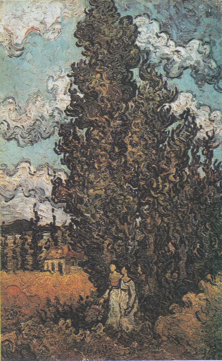 Cyprysy i dwie kobiety autorstwa Vincent van Gogh