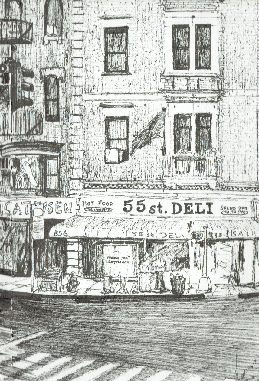 55th Street Nowy Jork, 2003, (tusz na papierze) autorstwa Vincent Alexander Booth