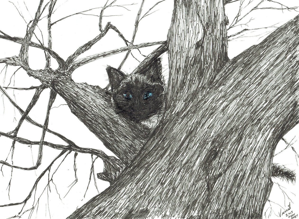 Jabłoń Baby, 2015, (tusz na papierze) autorstwa Vincent Alexander Booth