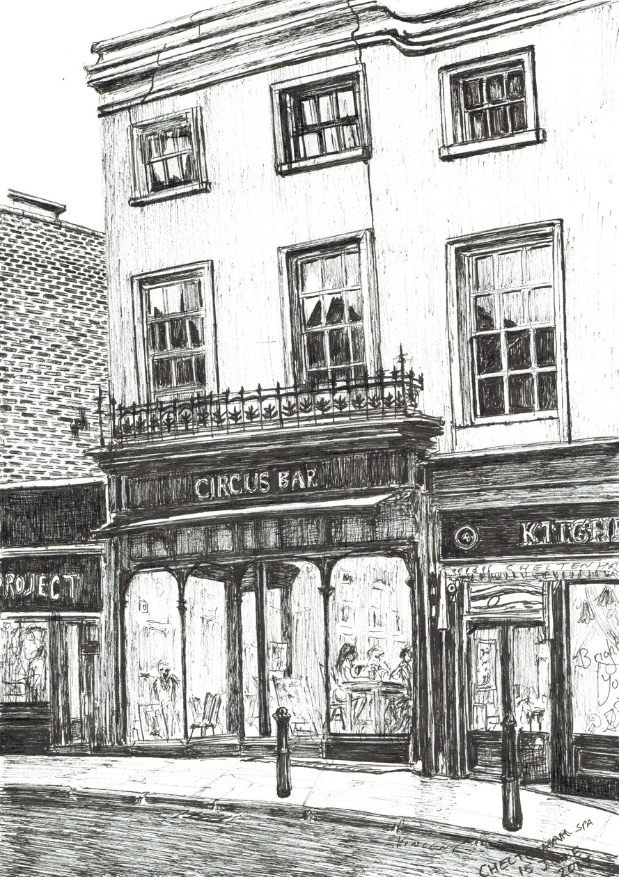Cheltenham Spa, 2017, (Tusz na papierze) autorstwa Vincent Alexander Booth