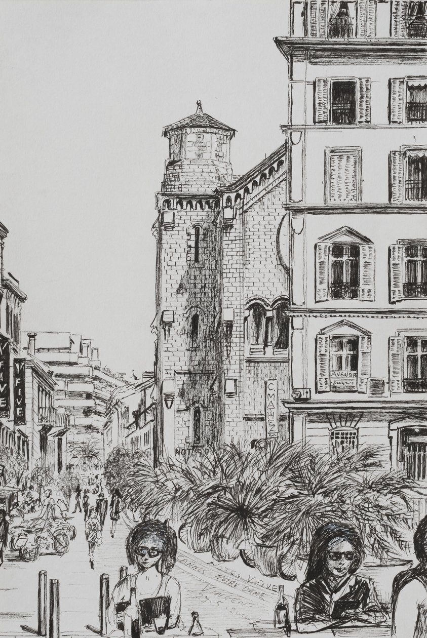 Hotel 5 i Notre Dame Cannes, 2014, (tusz na papierze) autorstwa Vincent Alexander Booth