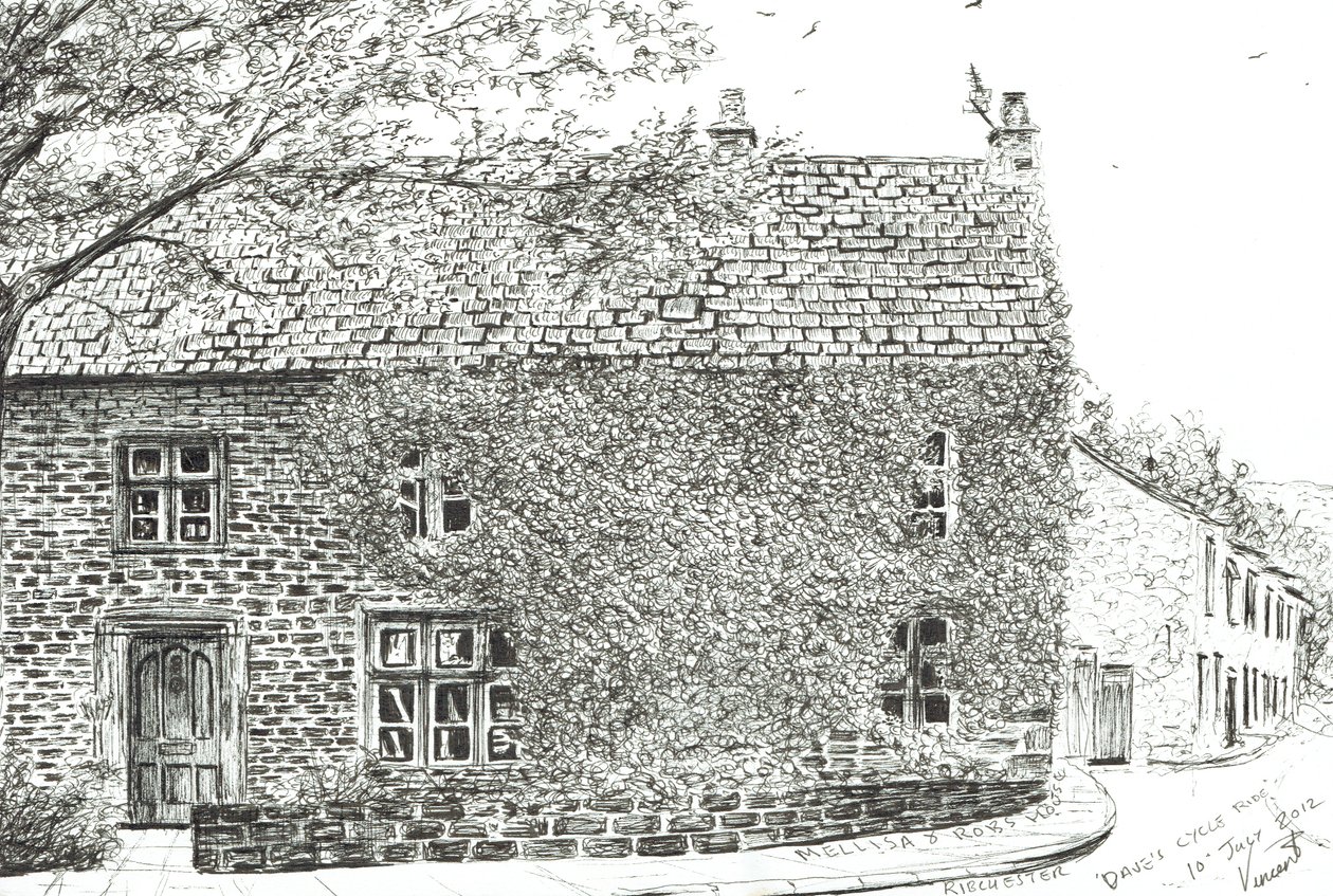 Dom w Ribchester, 2012, (Tusz na papierze) autorstwa Vincent Alexander Booth