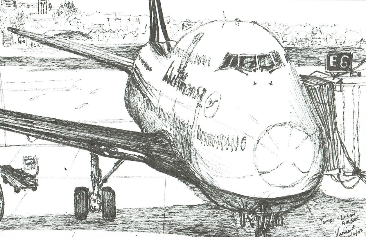 Jumbo Jet na lotnisku Logan, 2003 autorstwa Vincent Alexander Booth