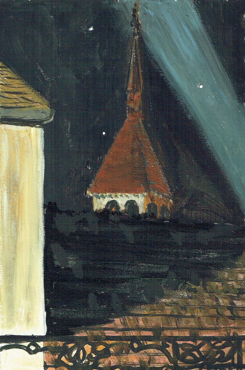 Widok z dachu Laignes France w nocy, 2006 autorstwa Vincent Alexander Booth
