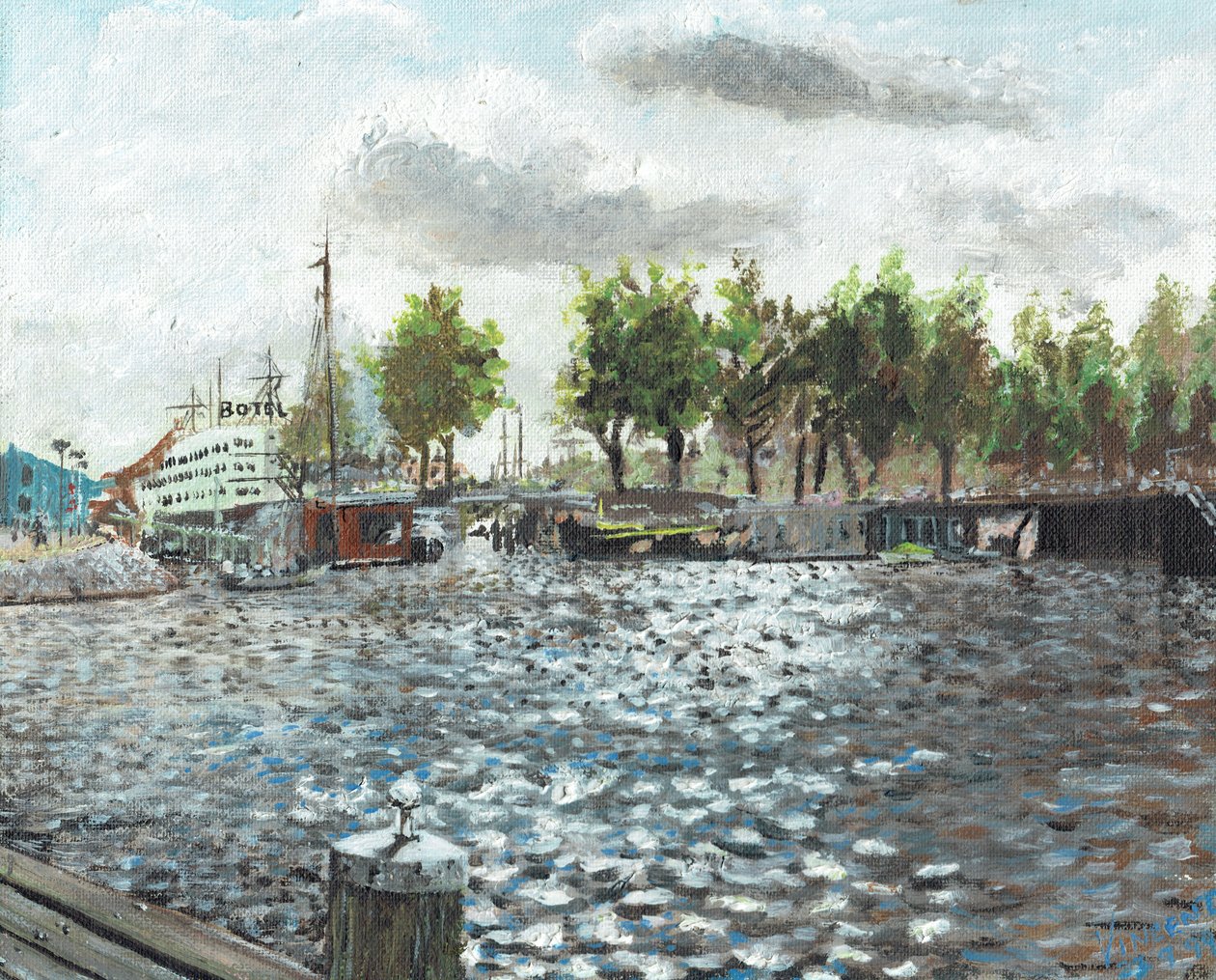 Oosterdok Amsterdam, 1999, (akryl na płótnie) autorstwa Vincent Alexander Booth