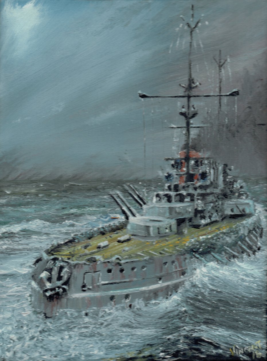 SMS Friedrich der Grosse w Jutlandii 1916, 2016, (olej na płótnie) autorstwa Vincent Alexander Booth