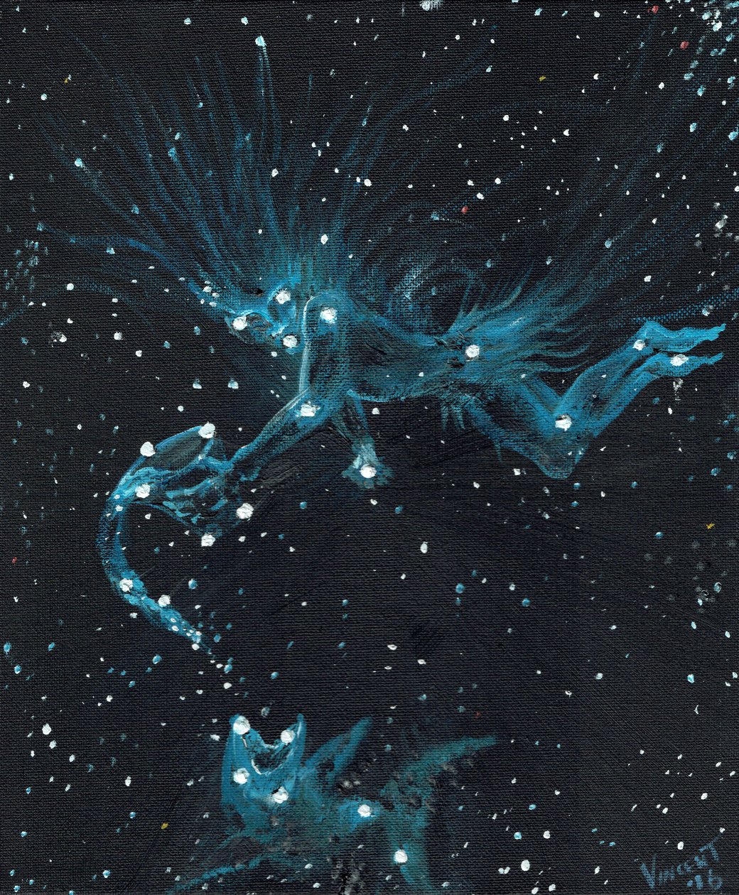 Znak zodiaku Wodnik, 2016, (olej na płótnie) autorstwa Vincent Alexander Booth