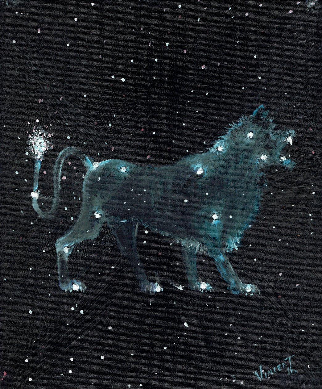 Znak zodiaku Lew, 2016, (olej na płótnie) autorstwa Vincent Alexander Booth