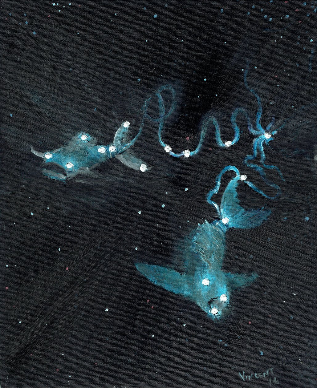 Znak zodiaku Ryby, 2016, (olej na płótnie) autorstwa Vincent Alexander Booth
