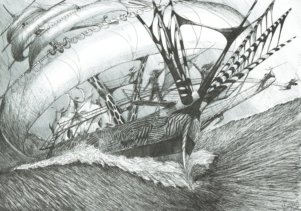 Storm Creators Ocean Antarktyczny, 2017, (Atrament na papierze autorstwa Vincent Alexander Booth