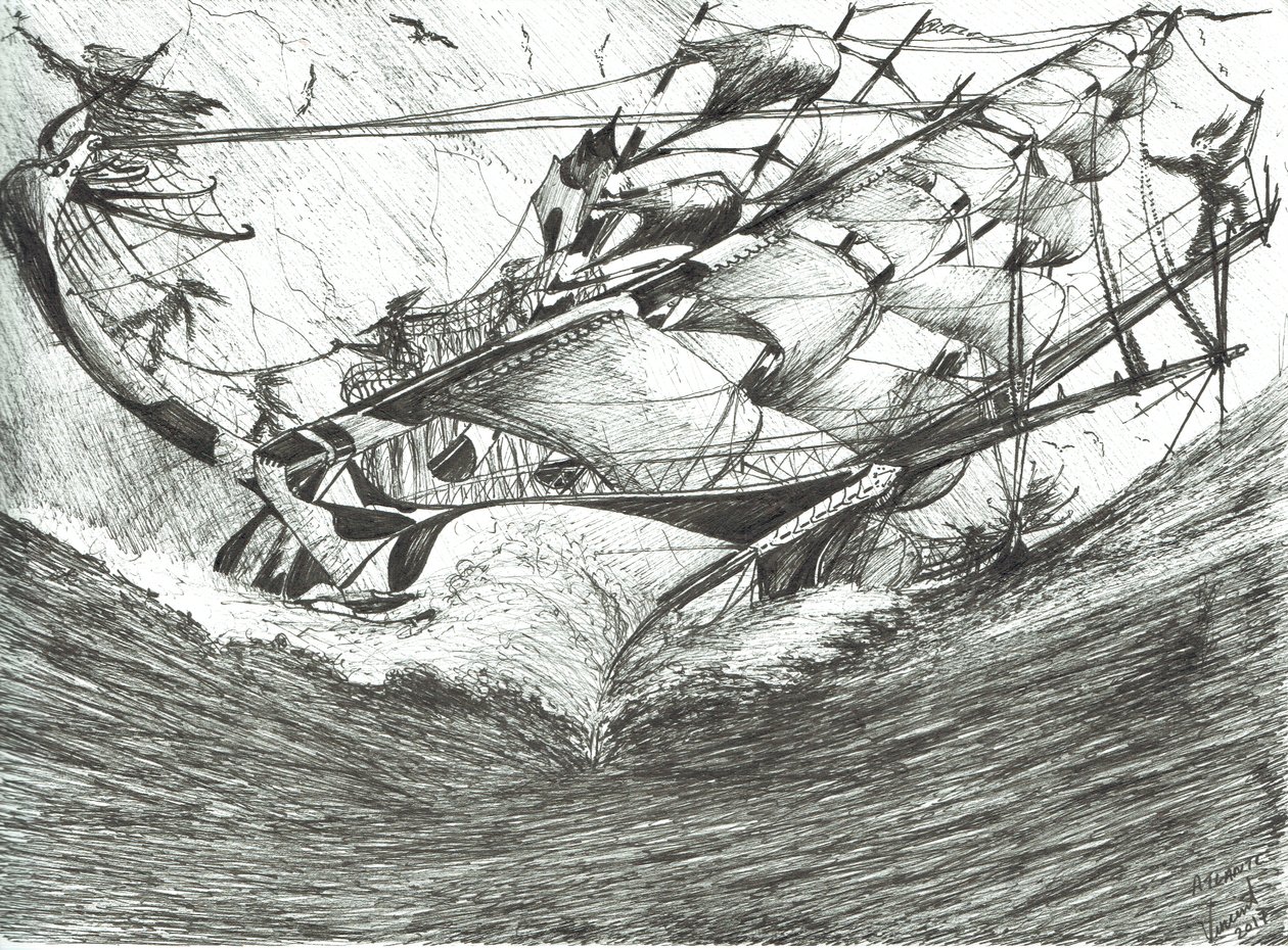 Storm Creators Ocean Arktyczny, 2017, (tusz na papierze) autorstwa Vincent Alexander Booth
