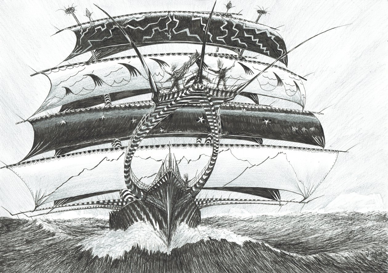 Storm Creators King Haakon VII Sea, 2017, (Atrament na papierze) autorstwa Vincent Alexander Booth