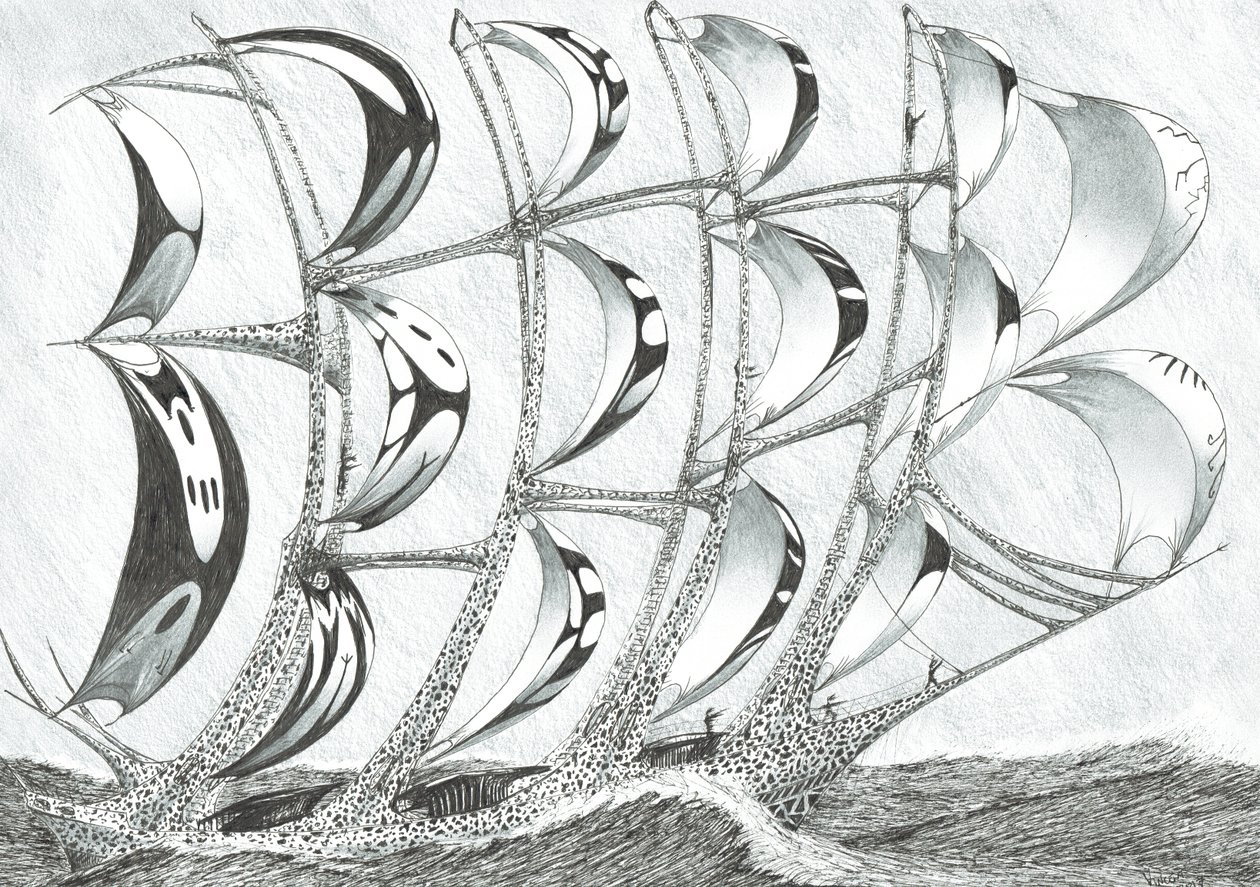 Storm Creators Laccadive Sea, 2017, (tusz na papierze) autorstwa Vincent Alexander Booth