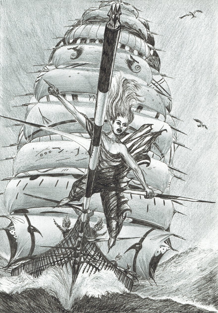 Storm Creators Morze Łazariewa, 2017, (Atrament na papierze) autorstwa Vincent Alexander Booth