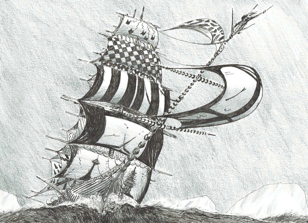 Storm Creators Prince Gustav Adolf Sea, 2017, (Atrament na papierze) autorstwa Vincent Alexander Booth