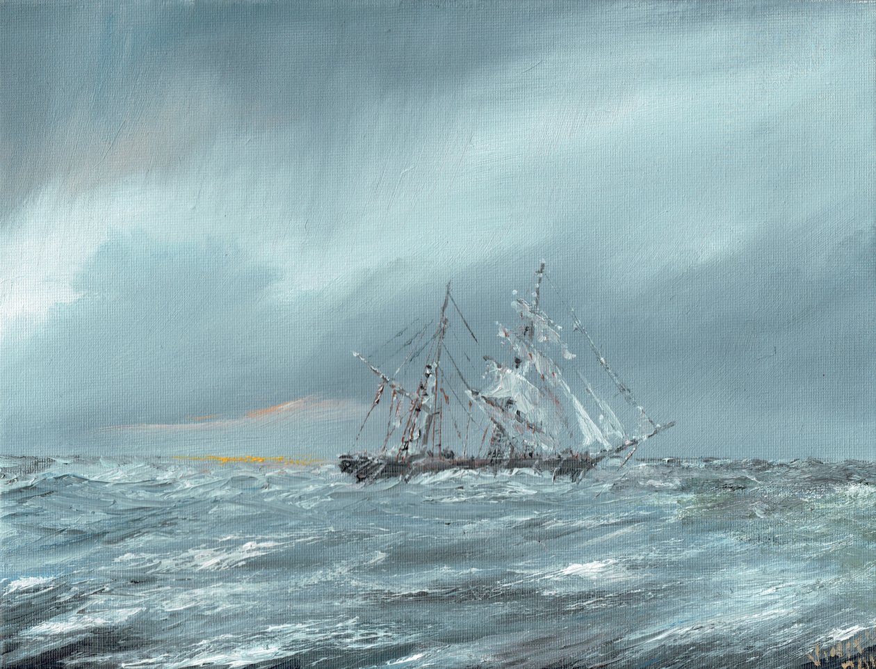 Mary Celeste dryfująca 5 grudnia 1872 r., autorstwa Vincent Alexander Booth