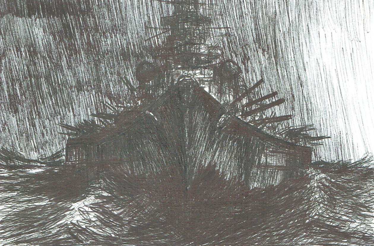 Tirpitz podczas ciężkiej pogody 1942, 2004 autorstwa Vincent Alexander Booth