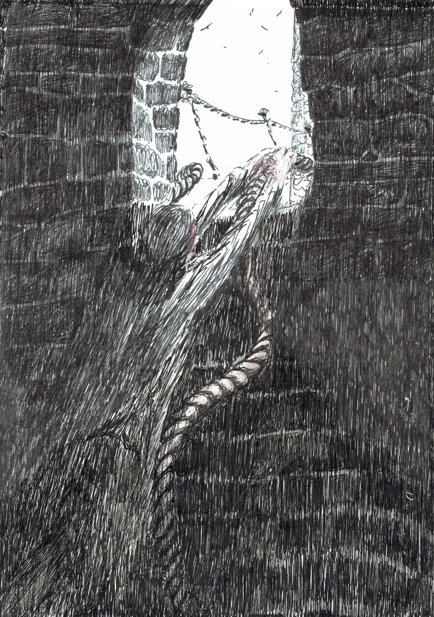 str.33, Zamek w lesie Findhorn, 2006, (tusz na papierze) autorstwa Vincent Alexander Booth