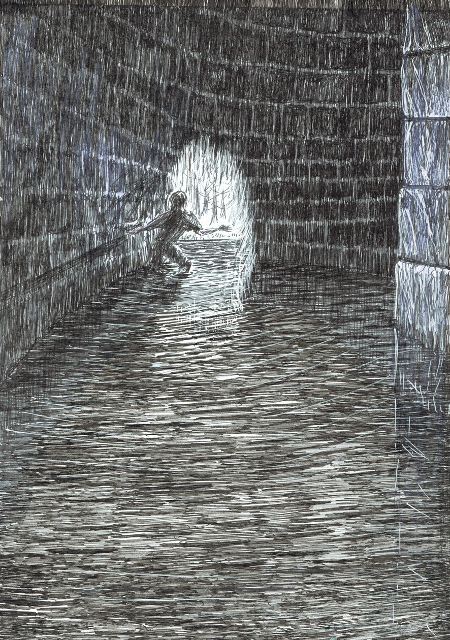 str.47, Zamek w lesie Findhorn, 2006, (tusz na papierze) autorstwa Vincent Alexander Booth