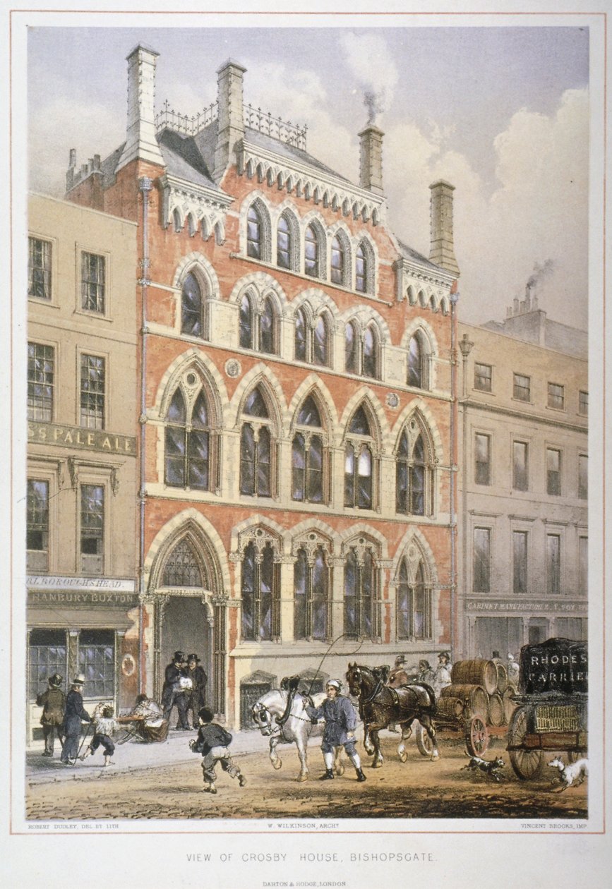 Crosby Hall pod numerem 95 Bishopsgate, City of London, 1860 autorstwa Vincent Brooks