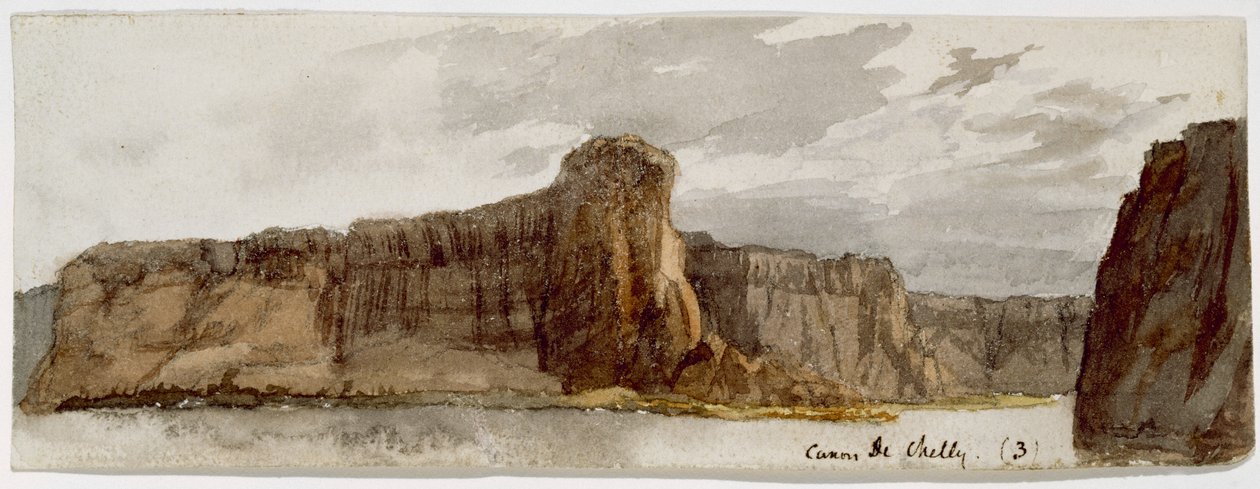 Canyon de Chelly No. 3 (Canyon de Chelly, Arizona Carsons Needle500 stóp), 1869-1871 (akwarela) autorstwa Vincent Colyer