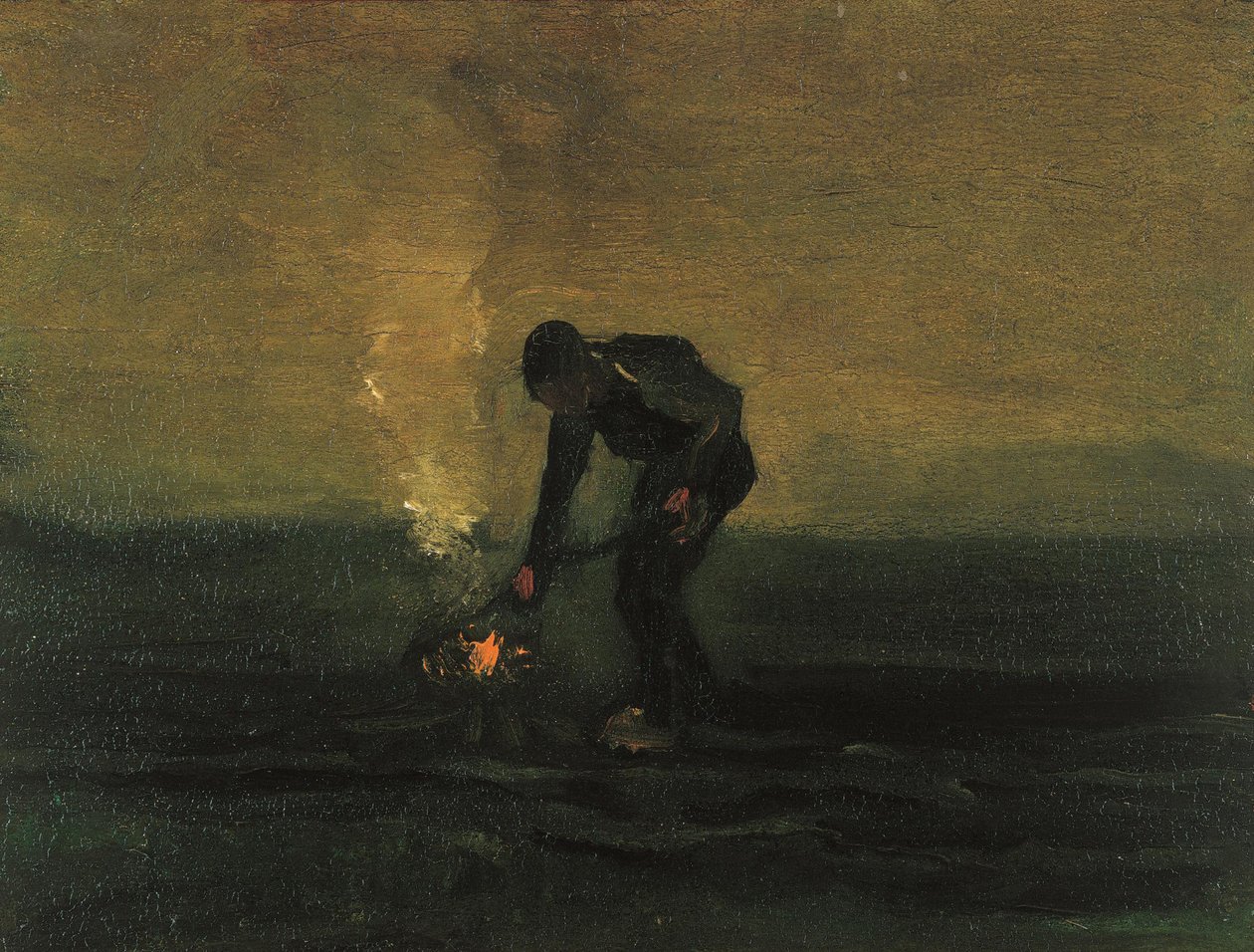 Chłop palący chwasty, 1883. autorstwa Vincent van Gogh