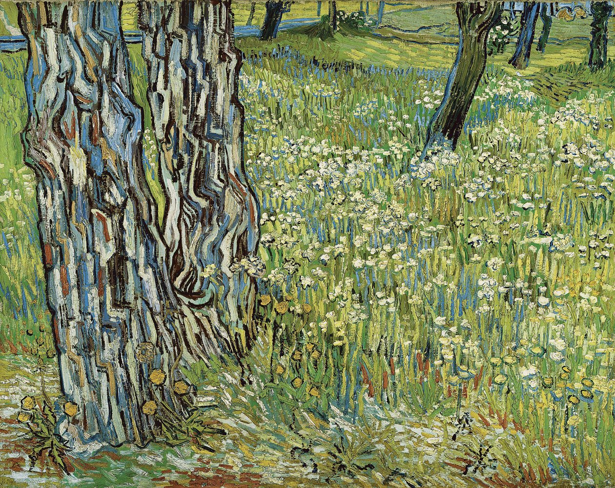 Pnie drzew w trawie, 1890 r. autorstwa Vincent van Gogh