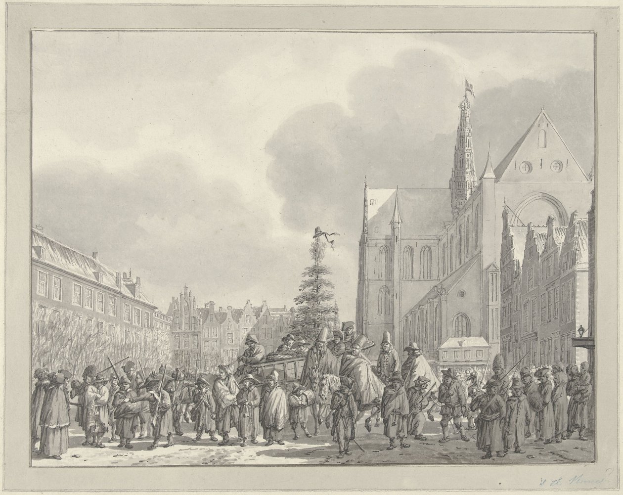 Przybycie Francuzów na Grote Markt w Haarlemie, 1795 autorstwa Vincent Jansz. van der Vinne