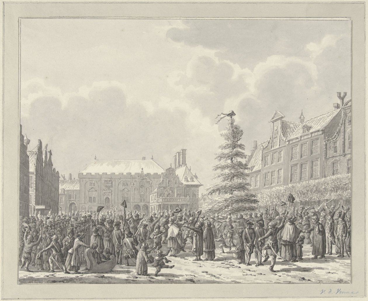 Rewolucja w Haarlemie, 19 stycznia 1795 autorstwa Vincent Jansz. van der Vinne