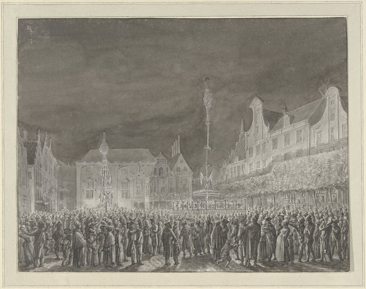 Obchody Proklamacji Sojuszu z Francją na Grote Markt w Haarlemie, 1795 autorstwa Vincent Jansz. van der Vinne