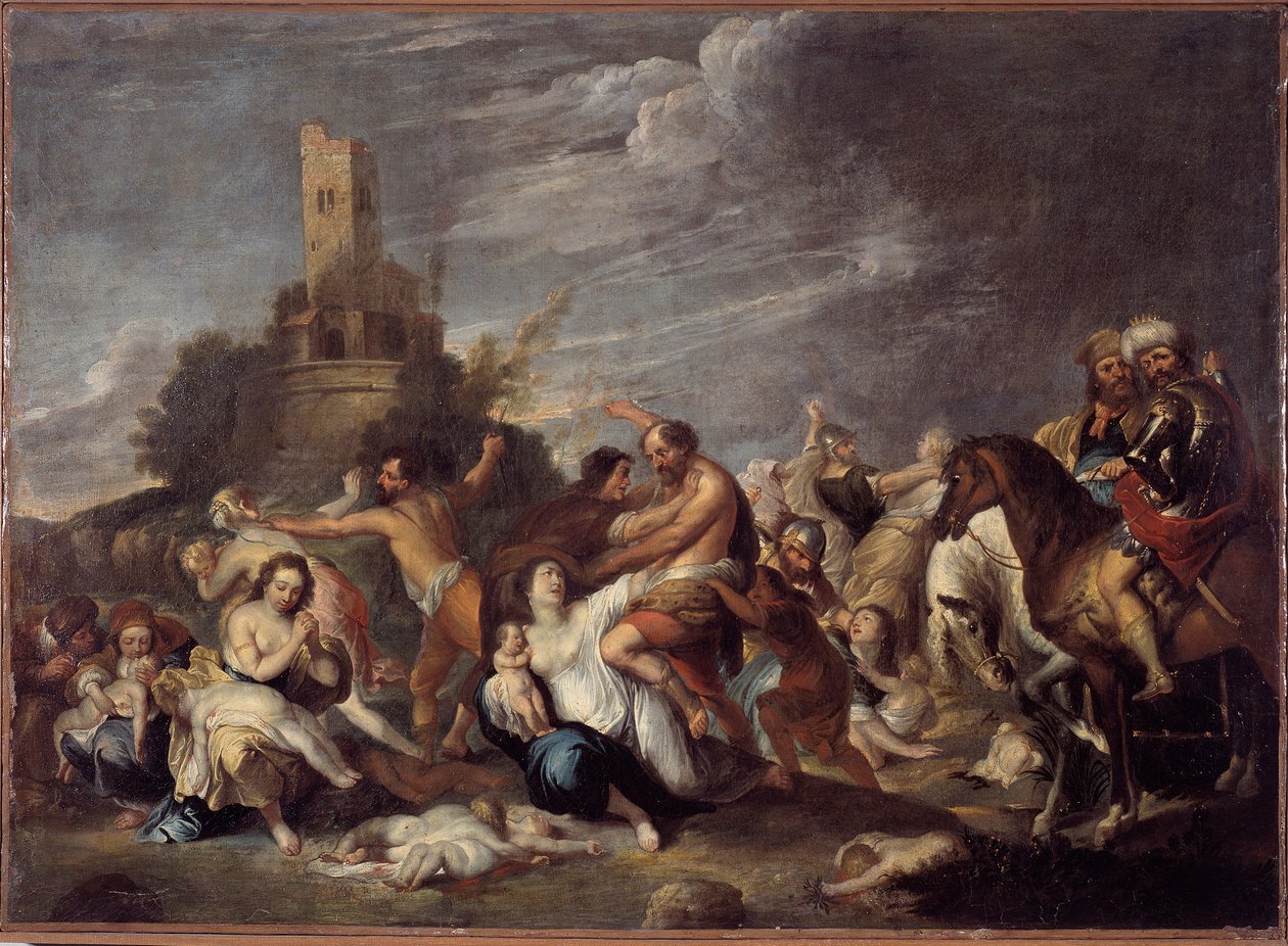Rzeź niewiniątek Obraz Vincenta Malo (ok. 1600-1650) 1634 Z oratorium San Silvestro, Genes Musei di Strada Nuova (ex Palazzo Bianco) gens autorstwa Vincent Malo