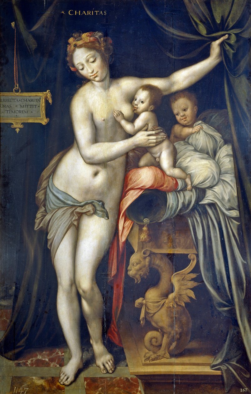 Charity par Vincent Sellaer (1490-1564), ok. 1555 - Olej na drewnie autorstwa Vincent Sellaer