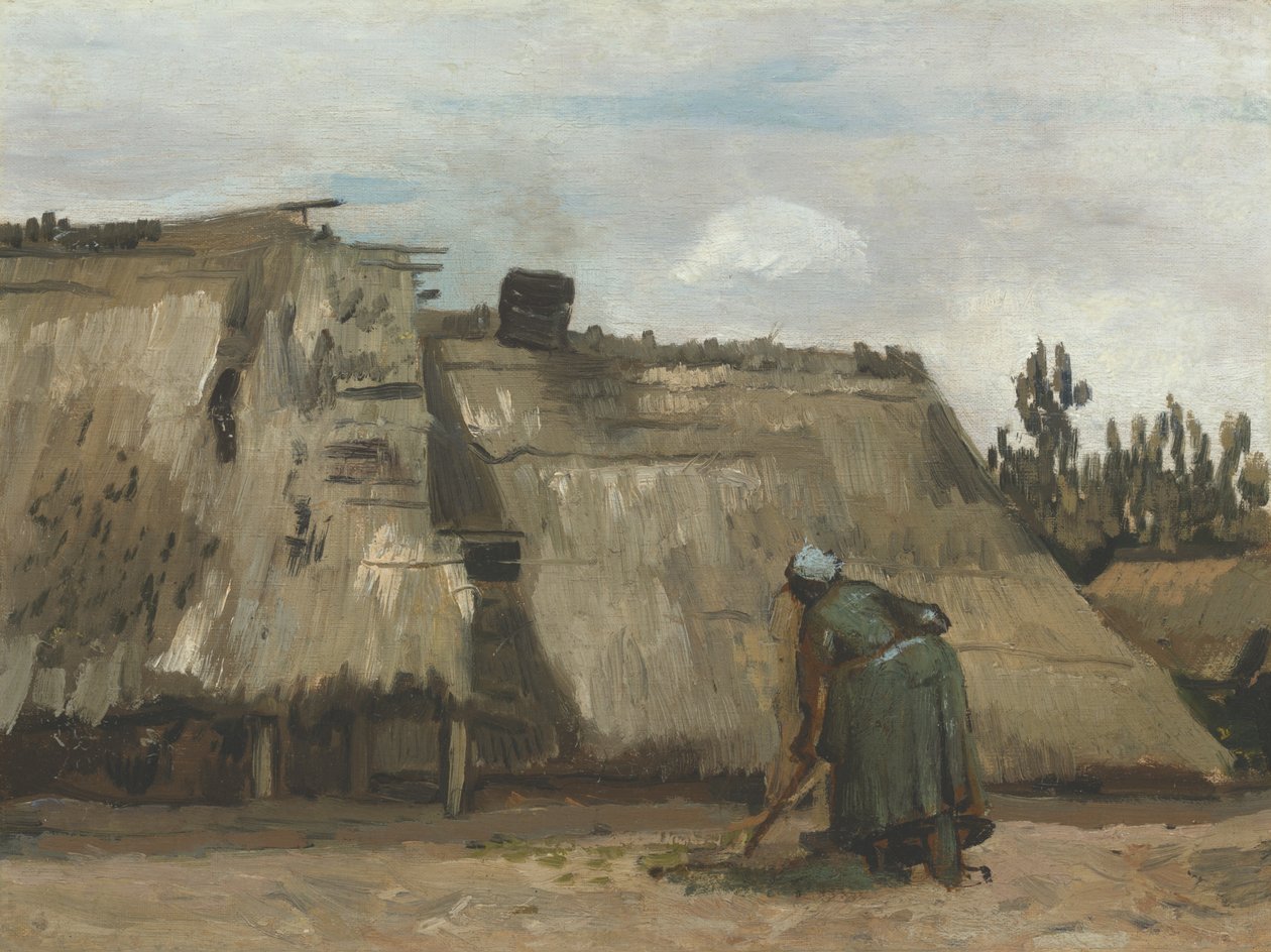 Wieśniaczka kopiąca przed swoją chatą autorstwa Vincent van Gogh