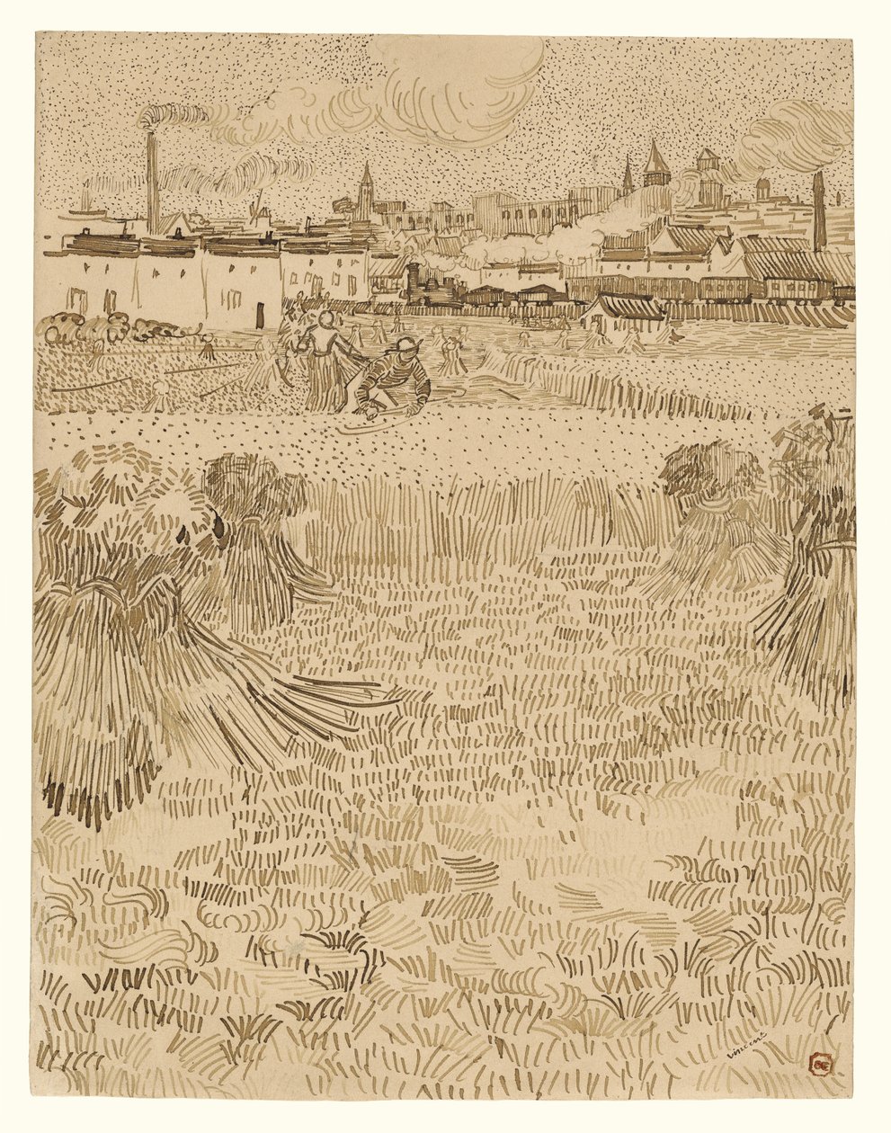 Arles: Widok z pól pszenicy autorstwa Vincent van Gogh