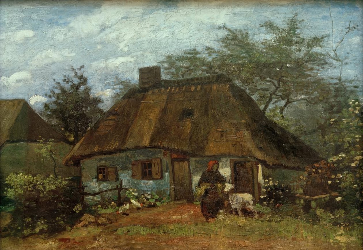 Dom wiejski i kobieta z kozą autorstwa Vincent van Gogh