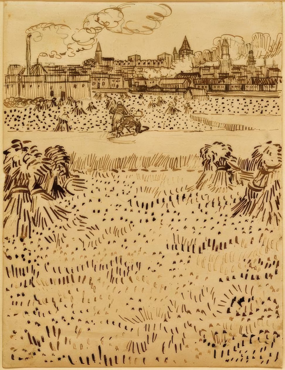 Widok na Arles przez pola kukurydzy autorstwa Vincent van Gogh