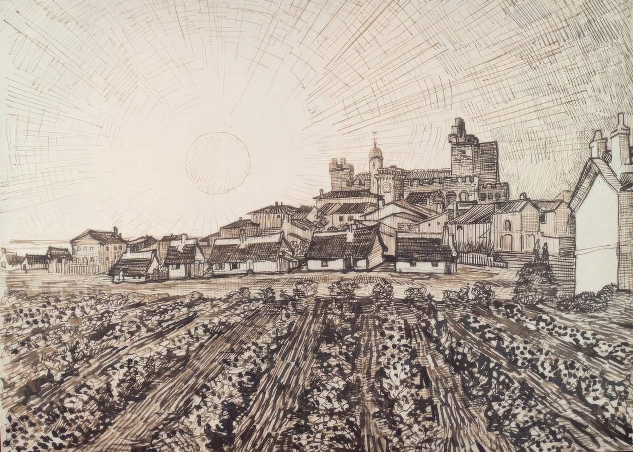 Widok na Les Saintes-Maries autorstwa Vincent van Gogh